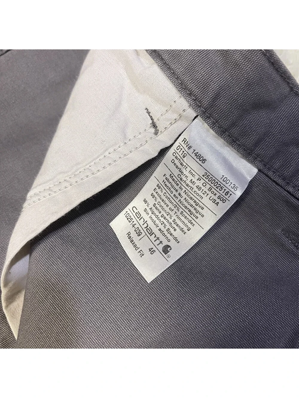 Carhartt Mens Size 46 Relaxed Fit Gray 102514 Canvas Work Shorts Carpenter
